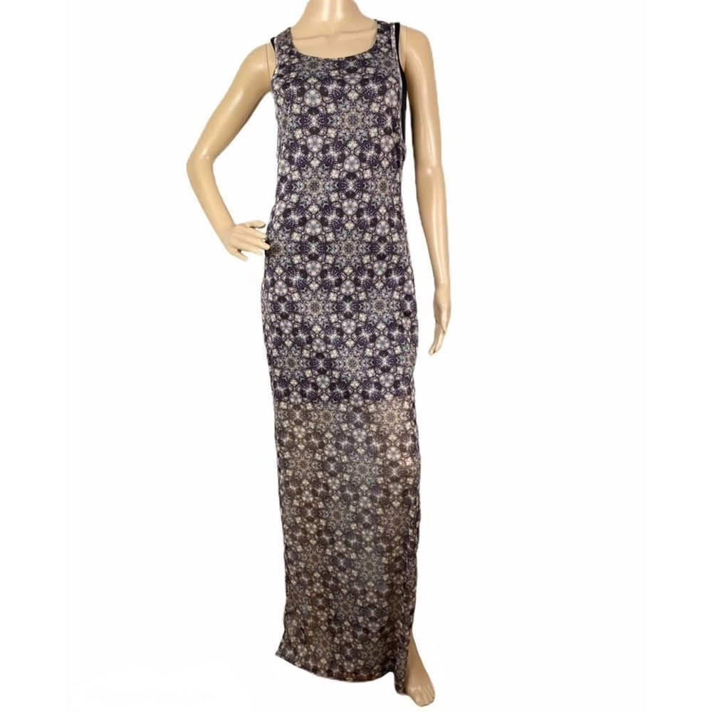 BCBGENERATION Blue Fog Side Splits Maxi Dress Size Small